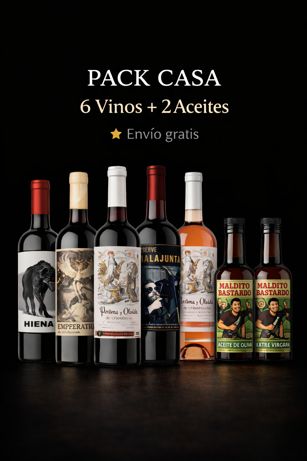 Pack Casa · 6 Vinos + 2 Aceites de Oliva · Saint Rose