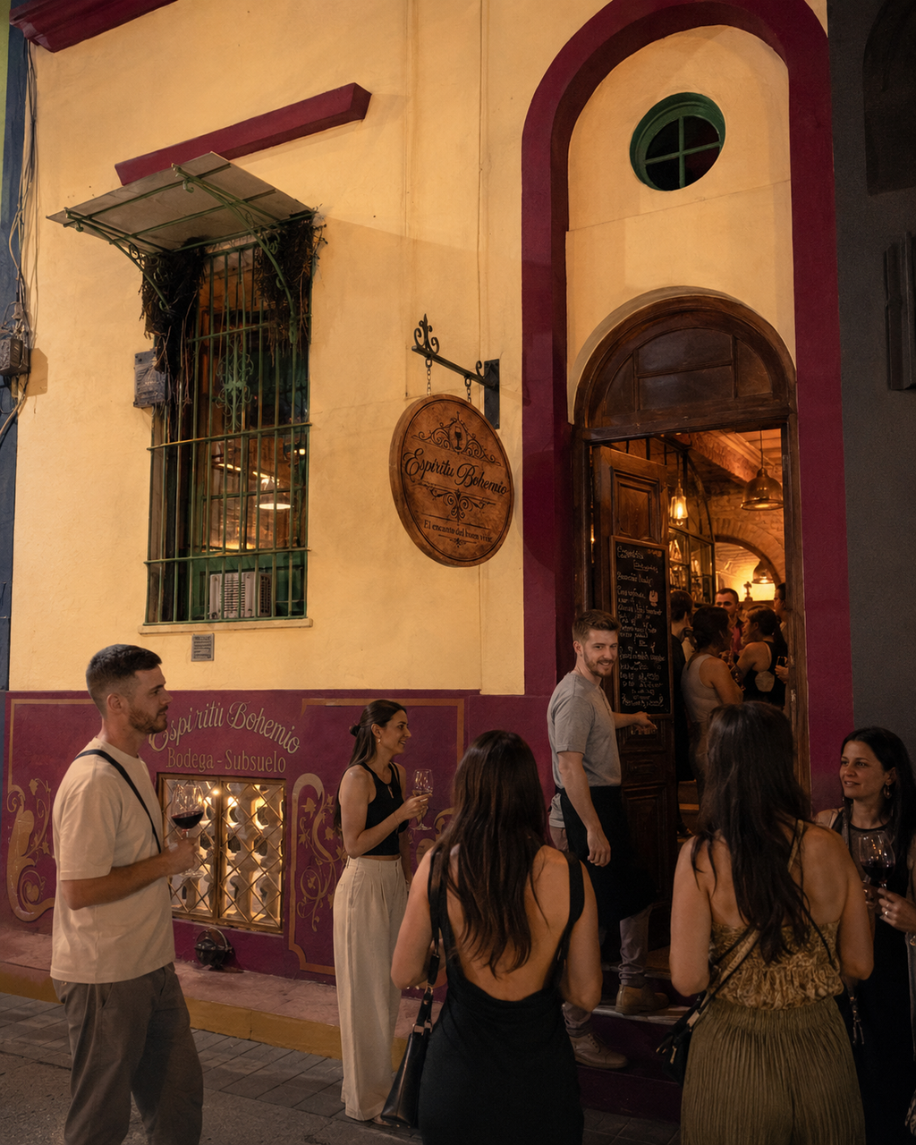 Anfitrión guiando la degustación Saint Rose en Espíritu Bohemio, San Telmo