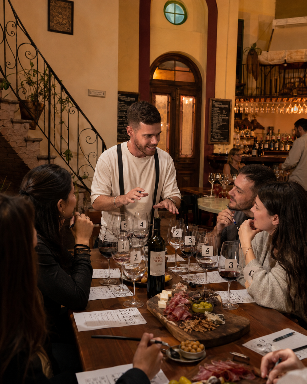 Saint Rose Social Club · Espíritu Bohemio · San Telmo · grupo brindando con vinos Saint Rose