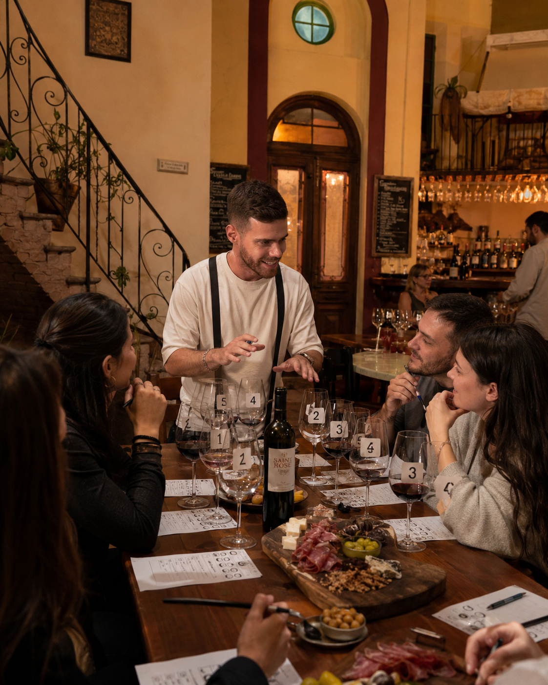 Saint Rose Social Club · Espíritu Bohemio · San Telmo · grupo brindando con vinos Saint Rose